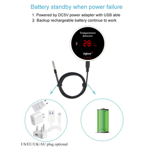 Tuya Smart Home <strong>Zigbee</strong> <strong>Temperature</strong> <strong>Sensor</strong> 3m Wire Digital Smartlife Thermometer Room Water Pool Thermostat Alarm Remote - Product Image 4