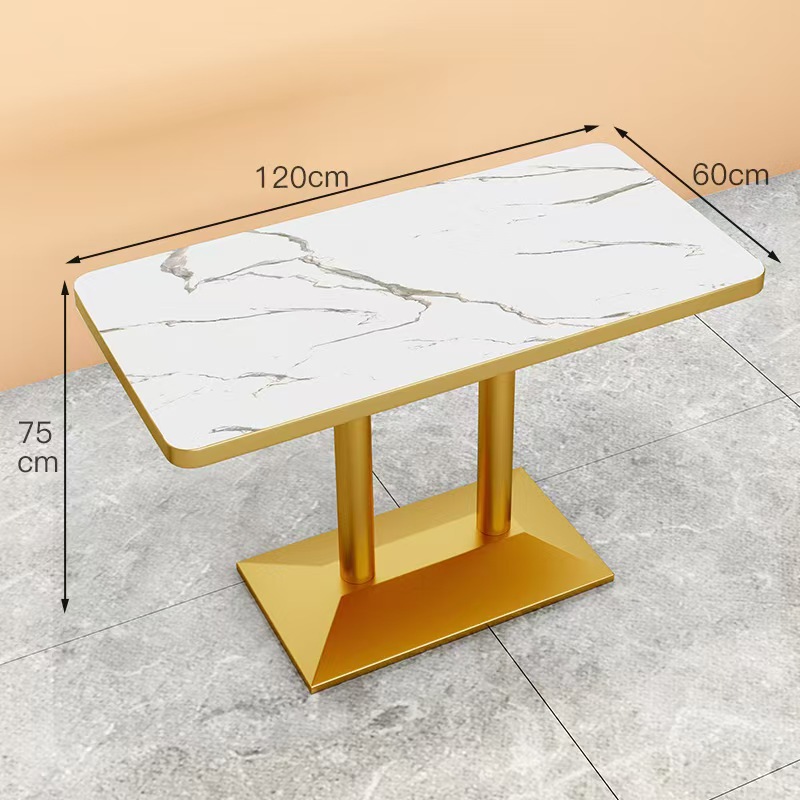 Patrón de piedra borde dorado mesa larga
