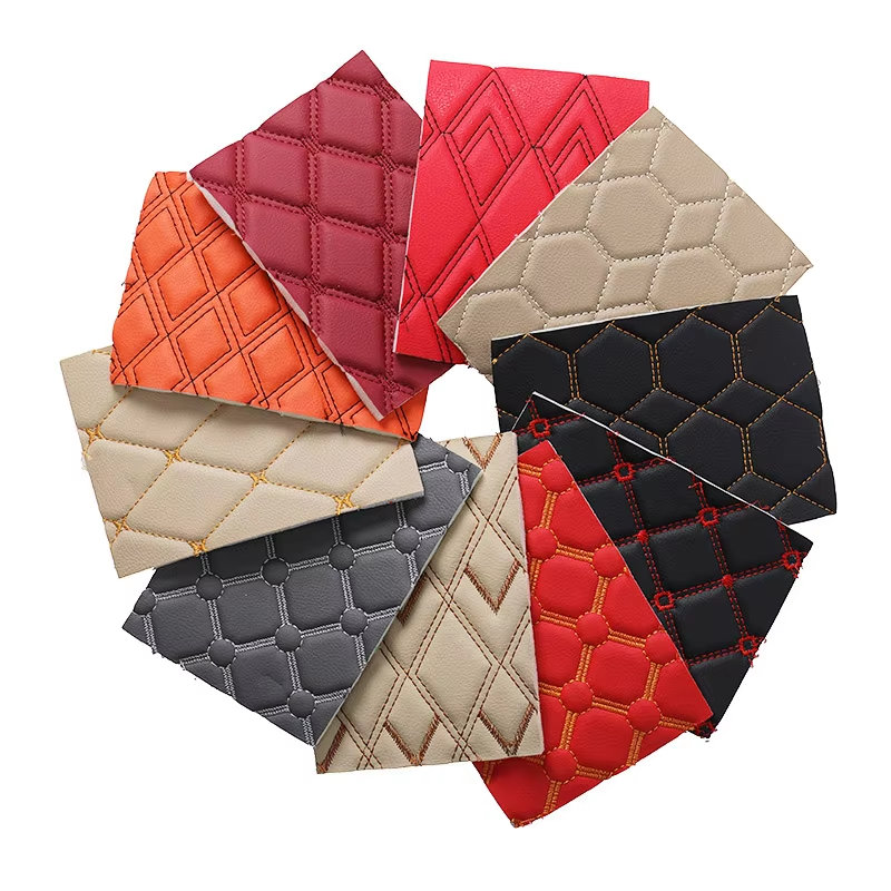 Cuero PVC bordado con XPE