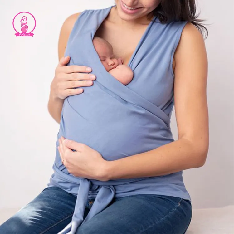Hauts de grossesse sans manches en coton peau à peau pour bébé chemisier d'allaitement T-Shirt femme vêtements de maternité