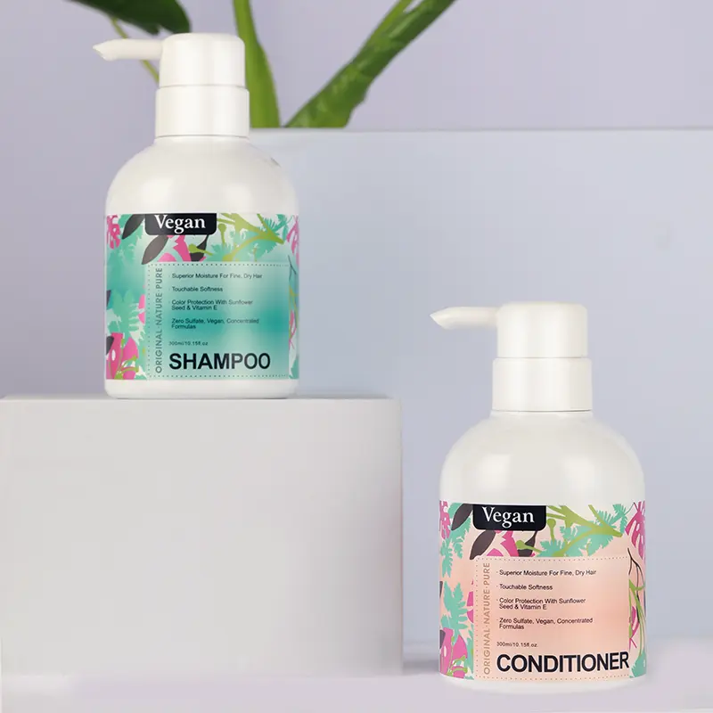 Etiqueta privada de sulfato orgânico, livre de puro natural, shampoo e condicionador