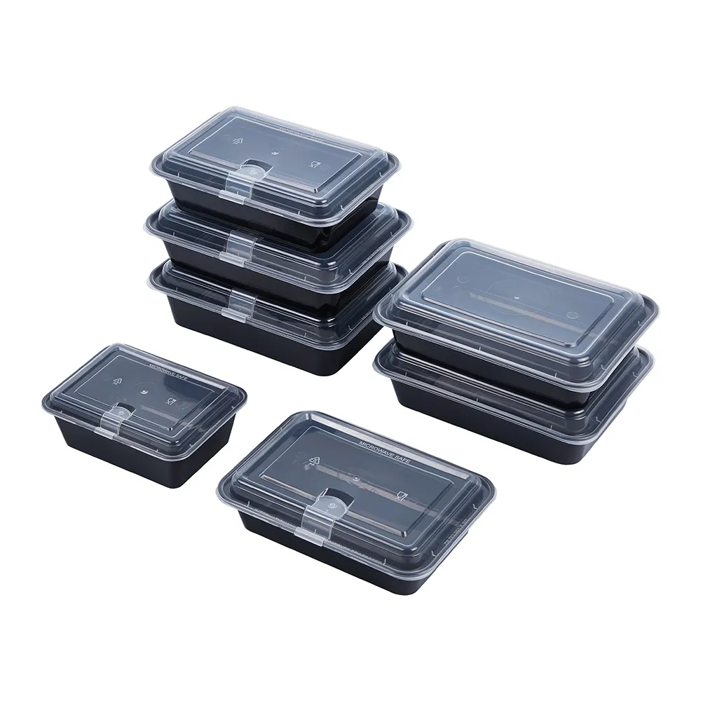 Toptan tek kullanımlık öğle yemeği kutusu PP plastik gıda kapaklı konteynerler mikrodalga güvenli