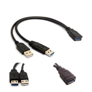 USB 3,0 A hembra a doble USB macho 2,0 y 3,0 datos de carga Y Cable divisor para teclado ratón Flashdrive