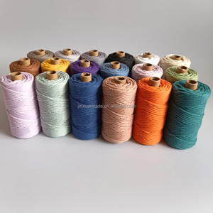 Cuerda de macramé para manualidades, hilo de algodón reciclado de un solo Color, 4mm - Product Image 5