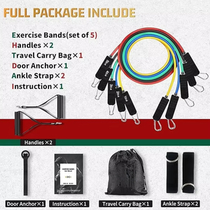Custom Natural Latex Resistance Bands Workout Exercise Set <strong>Elastic</strong> Fitness Strength Training Bands With <strong>Loop</strong> <strong>Handle</strong> Door Anchor - Product Image 6