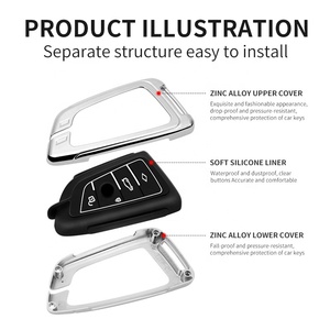 Özelleştirilmiş silikon Metal araba anahtarı durum BMW X1 X2 X3 için katlanır anahtar uzaktan kumanda anahtarlık koruma çantası - Product Image 5