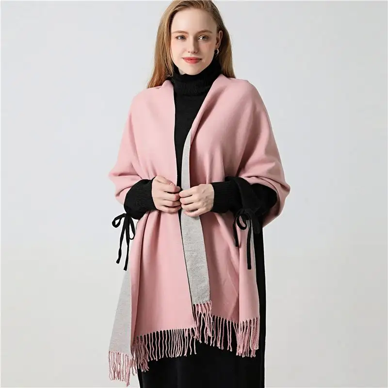 Sciarpa di Cashmere invernale donna scialli caldi spessi avvolge sciarpe solide da donna nappe di moda coperta di Pashmina foulard di qualità 2021 nuovo