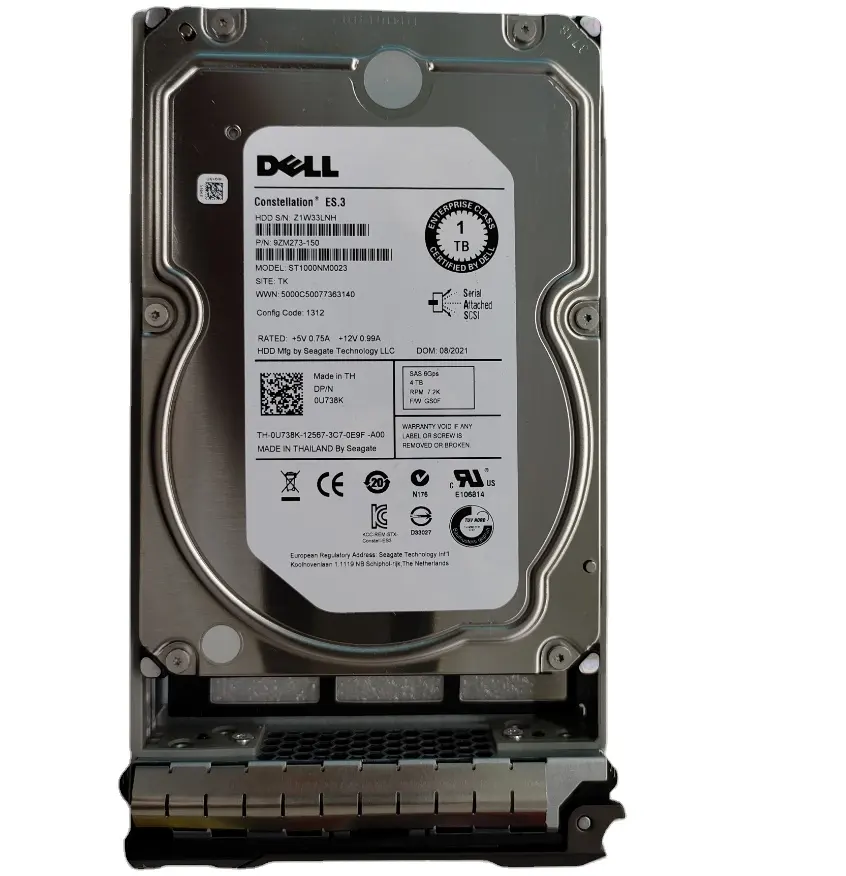 เซิร์ฟเวอร์ฮาร์ดไดรฟ์0U738K 1TB SAS 7.2K 6G 3.5 HDD