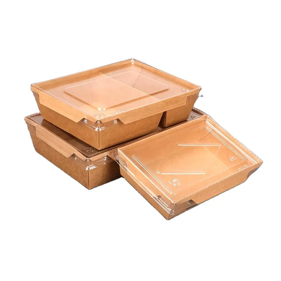 Scatole di imballaggio usa e getta da asporto per andare scatola di carta per Sushi Logo personalizzato da asporto contenitori di riso per alimenti per insalata con coperchio trasparente