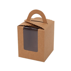 Kraft Paper Cupcake Boxes Bakery Muffin Packaging <strong>Box</strong> with Clear <strong>Display</strong> <strong>Window</strong> and Insert - Product Image 4