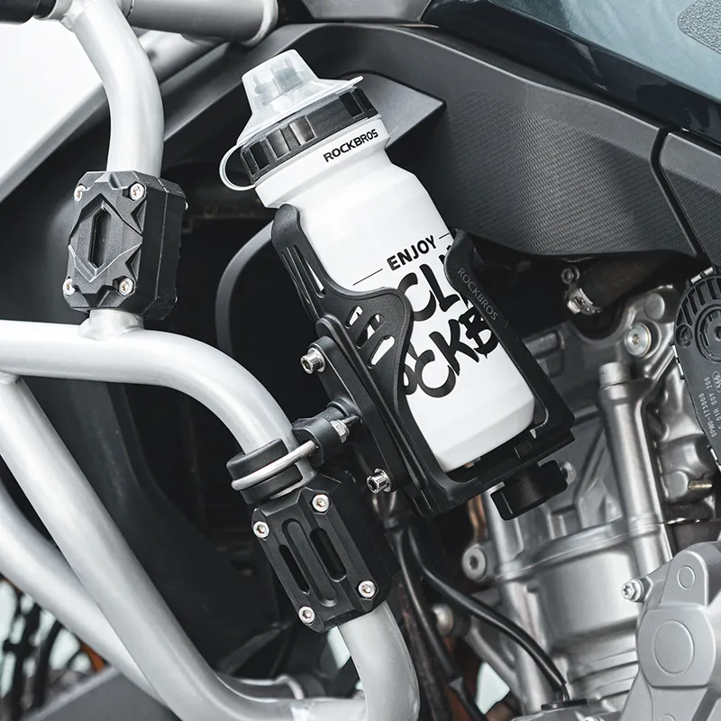 Accessoires de moto ROCKBROS Porte-bouteille réglable en carbone et titane à charge latérale Porte-bouteille de moto