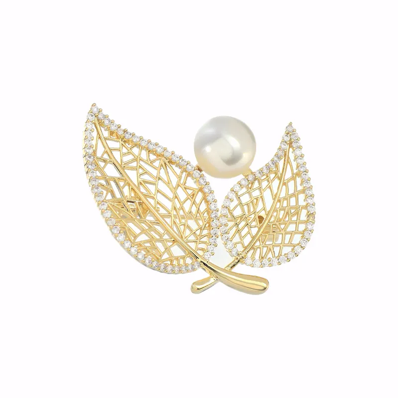 XZ60263 nuevo broche de perla coreana chapado en oro PIN de collar micro-inserción de circón moda ramillete temperamento PIN de otoño e invierno