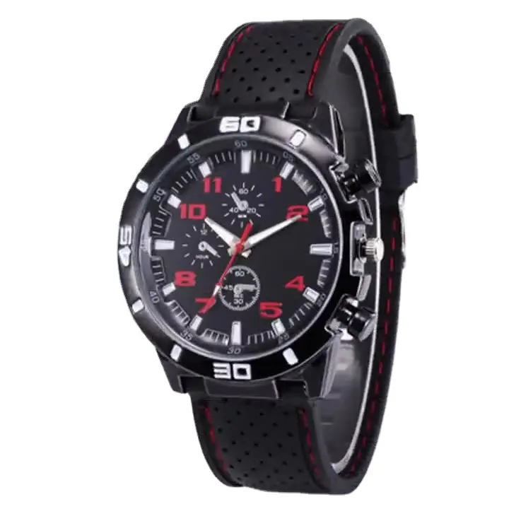 Relógio esportivo masculino de quartzo respirável com pulseira de silicone, design de moda, relógio barato, 2024