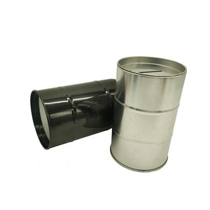 油桶形金属储蓄罐工厂定制印刷圆形马口铁储存金属包装锡罐 - Product Image 3
