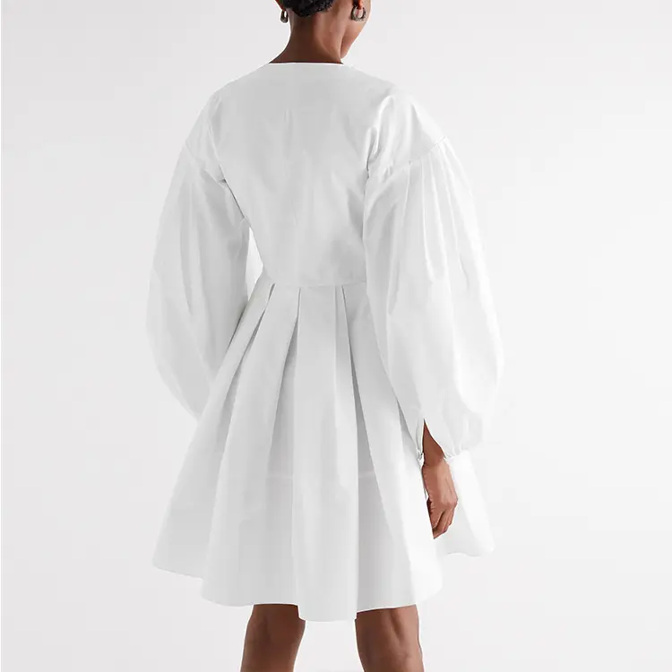 Vestido largo formal de lino y algodón con cremallera para mujer, ropa femenina de algodón 2022 personalizada, estilo italiano, color blanco