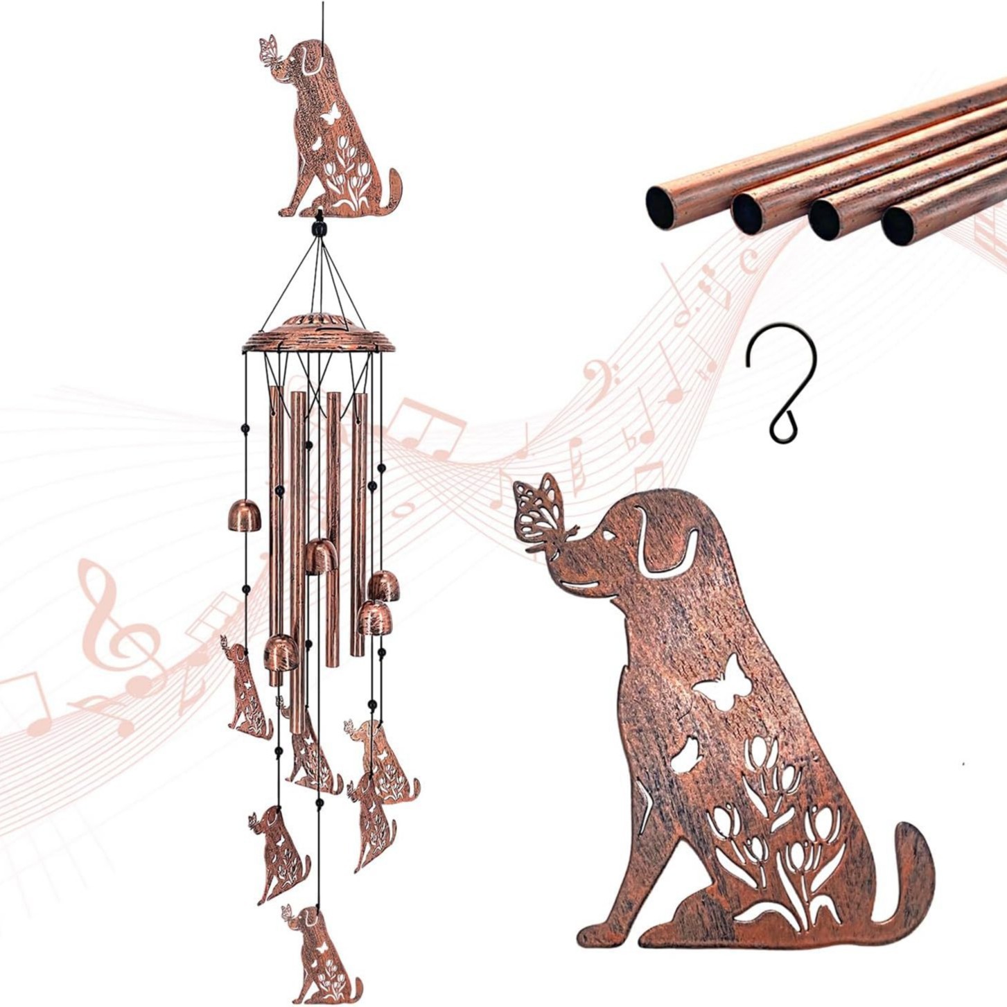 Campanas de viento de hierro forjado de 34 pulgadas - Labrador