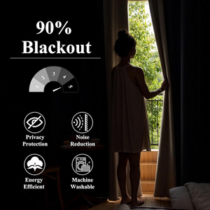 Màu be Ba dệt ánh sáng nặng chặn Rèm Chenille Rèm 100% ánh sáng chặn nhiệt màn màn - Product Image 3