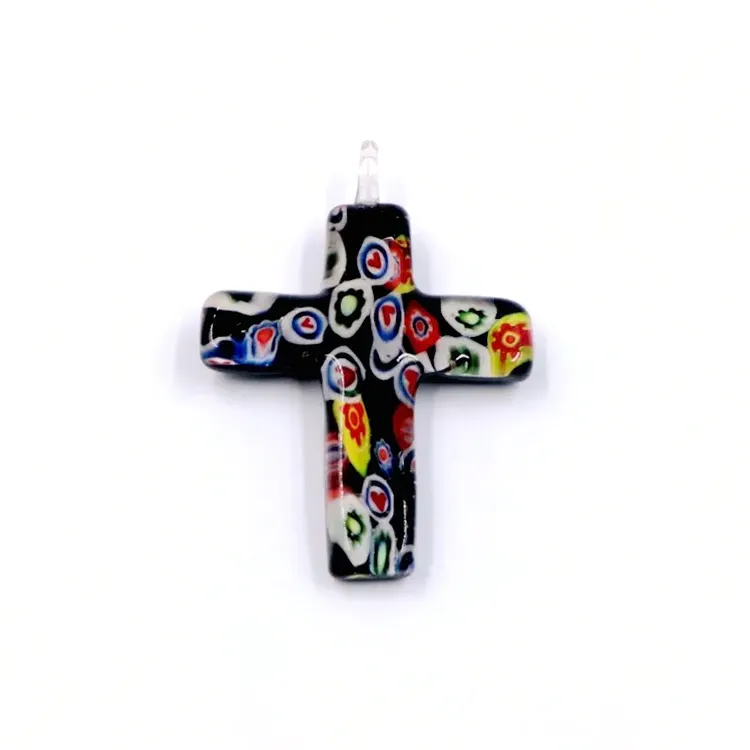 Классический современный дизайн христианское распятие в форме Креста лэмпворк кулон из муранского стекла