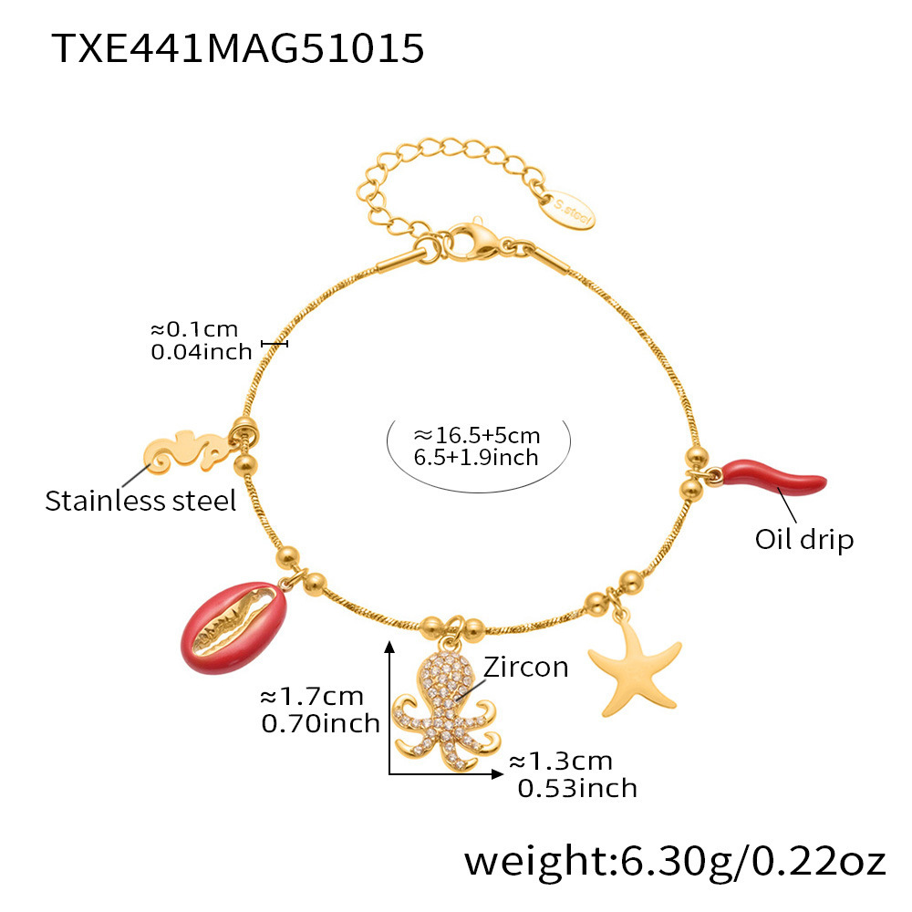 TXE441-golden octopus diy pendant bracelet 16+5cm