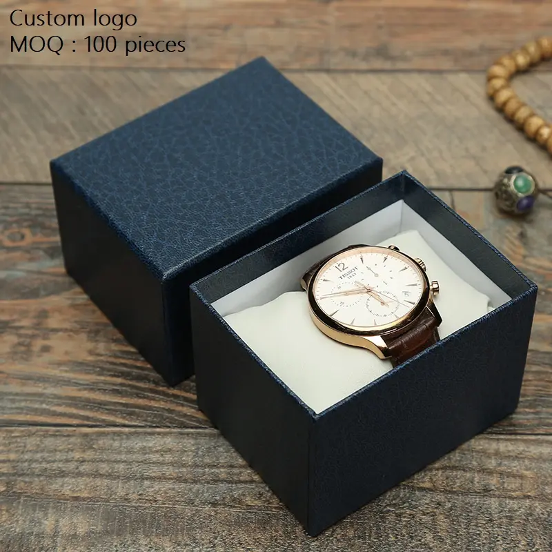 Wholesale watch paper box custom logo small paper black lid and base gift boxes