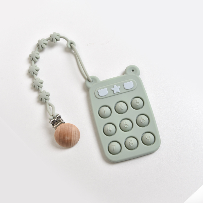 Cadena anti-caída con clip de madera, diseño musical "Green Click" y flores.