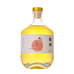 高品质250毫升500毫升透明细颈厚底威士忌白兰地伏特加酒瓶带软木塞 - Product Image 1