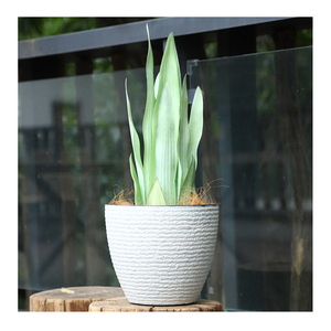 Factory Outlet Customization <strong>Stone</strong>-like Style Home Decorative Flower <strong>Pots</strong> <strong>White</strong> Durable Half Oval Plastic <strong>Pots</strong> - Product Image 2