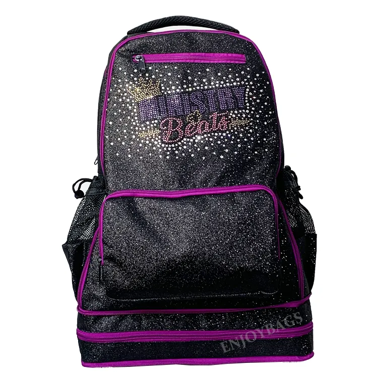 Borsa da cheerleading zaino glitter glitter 2024 con logo strass cheerleading bag