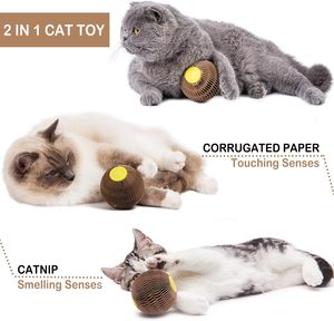 Nuevo juguete interactivo para mascotas, garra de bola, juguetes de gatito, rascador de cartón corrugado para gatos con hierba gatera - Product Image 6