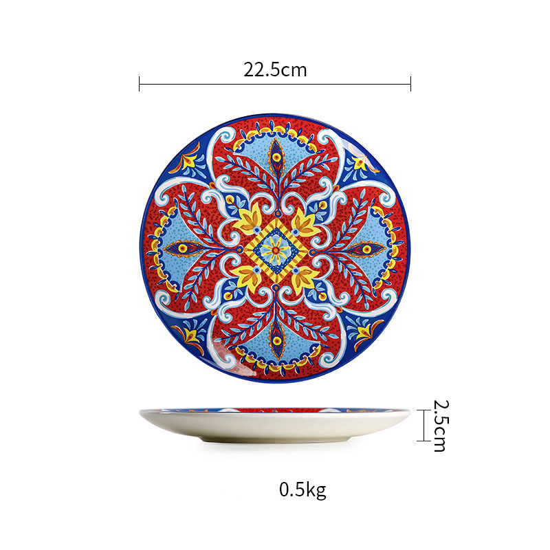 Assiette bleue de 8,8 pouces