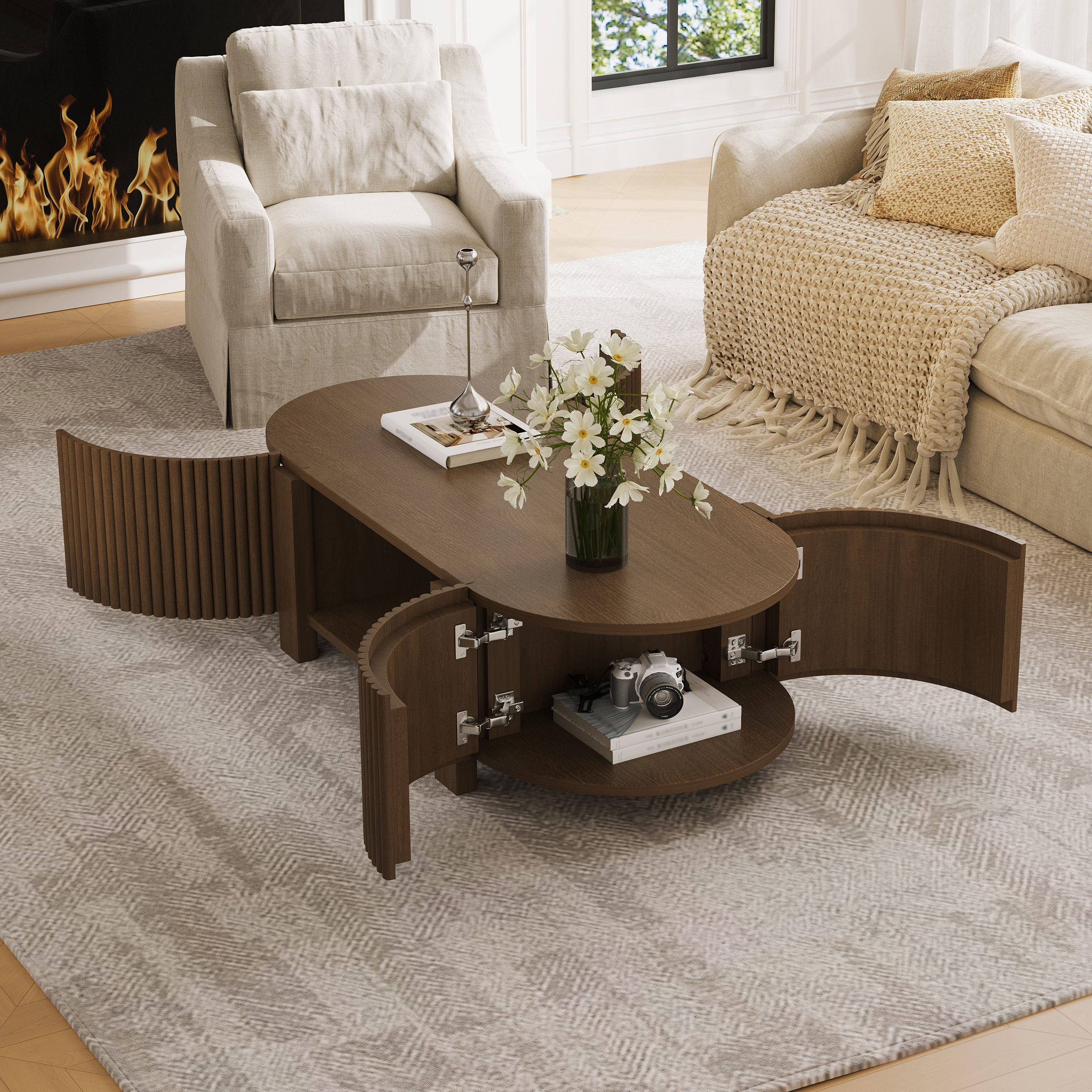 Walnut + MDF + Rubber Wood