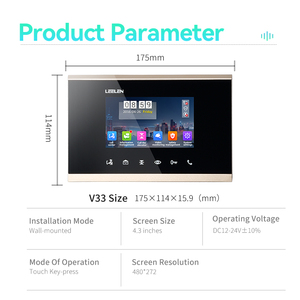 Sistema de intercomunicación de construcción LEELEN OEM / ODM IoT 4,3 pulgadas Monitor interior fuente de alimentación PoE intercomunicador de video doméstico 3 Etage - Product Image 5
