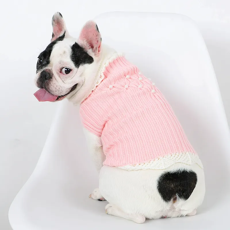Mixiong เสื้อผ้าสุนัขแบบถักสีพื้น,ชุดสัตว์เสื้อกันหนาวเสื้อโค้ทสำหรับสัตว์เลี้ยง