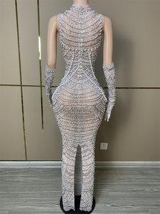 Women's Elegant Chiffon Evening Dress <strong>Sexy</strong> Mesh Pearls Sequins Luxury Beaded Crystal Natural Waistline Party-Style Feathers