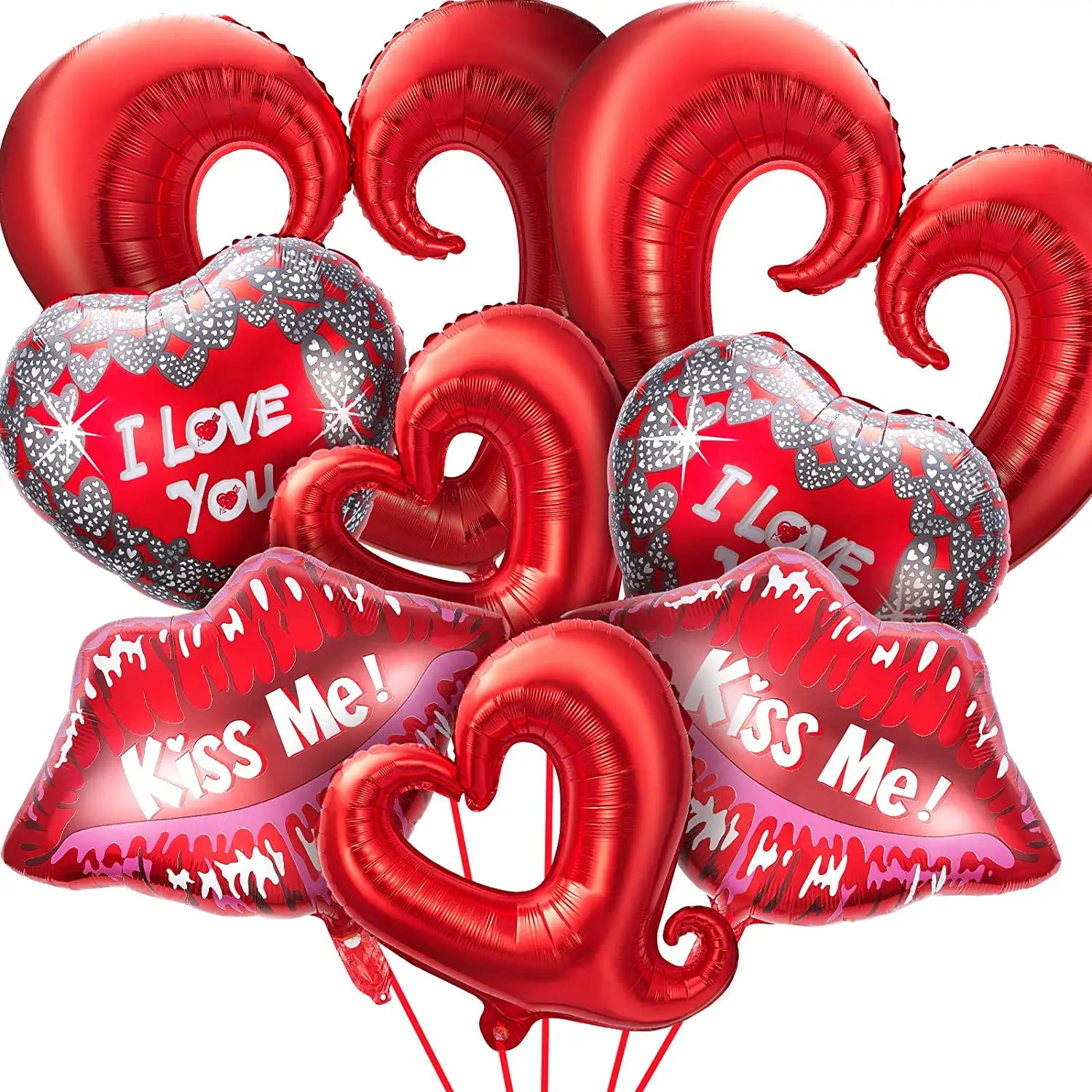 Nicro-globos de San Valentín, globos de corazón, labios, papel de aluminio Mylar, propuesta de San Valentín, suministros de decoración, 8 Uds.