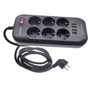 <strong>6</strong> Ways EU Extension Power Strip With Rock Switch <strong>16A</strong> 4 USB 3A Schuko Type-F Electric Power <strong>Socket</strong> Multifunction Inlet Bar 2m - Product Image 1
