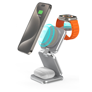 金属製多機能携帯電話スリーインワンワイヤレス充電器AppleWatchに適した折りたたみ式磁気ワイヤレス充電器 - Product Image 3