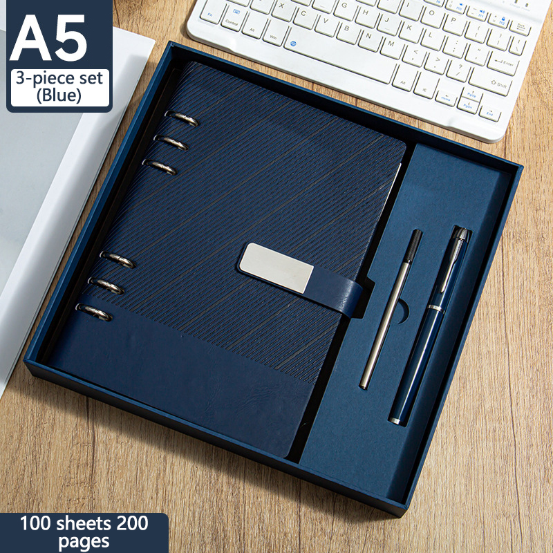 SET-11--Dark blue notebook + signature pen + pen refill