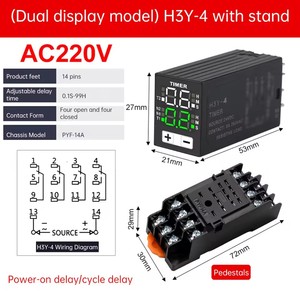 JSZ6 piccolo doppio Display digitale H3Y-2/4/H tempo relè tempo tempo tempo controllo Timer 12 v24v220v con Base - Product Image 6