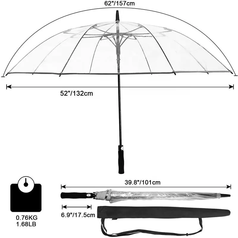 Ustom-paraguas transparente, sombrilla a prueba de agua