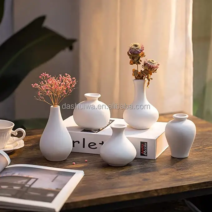 Набор ВАЗ грубой керамической вазы современная настольная Центральная белая матовая маленькая керамическая ваза для домашнего декора
