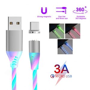 3A Fancy Visible Flowing LED Lights Fast Charger Cord <strong>2</strong> <strong>in</strong> <strong>1</strong> USB Data Sync Charging Magnetic USB Cable - Product Image 2