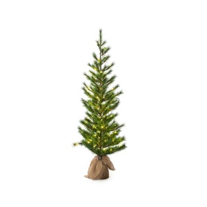 Standard Xmas <strong>Tree</strong> 60&quot; 130 Lights Christmas <strong>Tree</strong> Crafts 213 Tips Hot Needle Pine Christmas <strong>Tree</strong> With Burlap Half-Round Base - Product Image 1