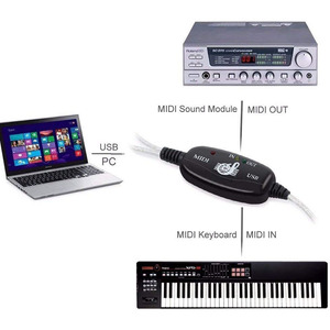 USB a MIDI Cable convertidor de Cable 2 en 1 PC a la música Estudio de interfaz de teclado de Cable macho controlador de adaptador de Cable
