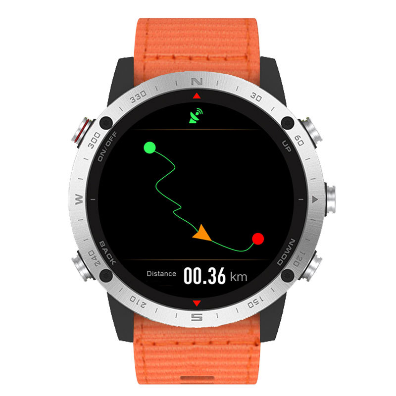 Silver bezel and orange silicone strap