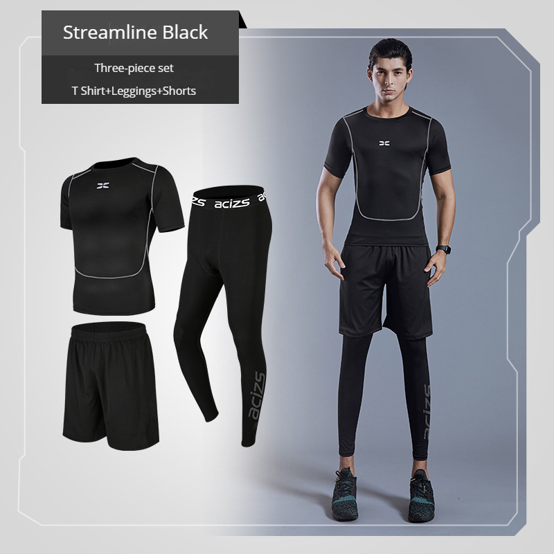 Streamline Black Men Gym Fitness 3 piezas