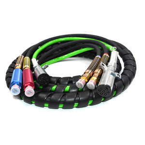 YUTE 3 in 1 ABS &amp; Power Air Line <strong>Hose</strong> Wrap 7 Way Electrical <strong>Cable</strong> Assembly with Handle Grip for Semi Truck Trailer Tractor - Product Image 3