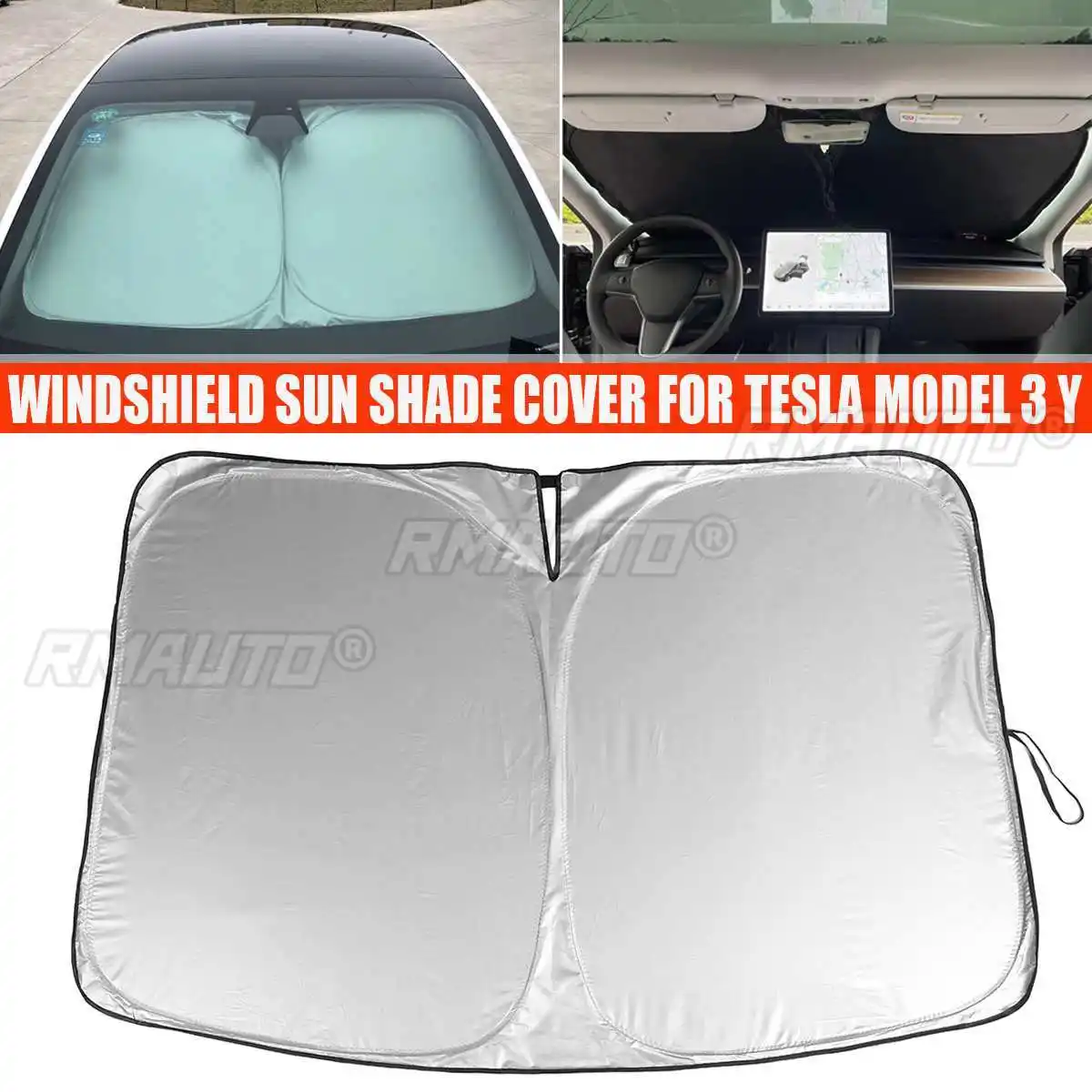 190T voiture pare-brise pare-soleil couvre visières Auto fenêtre avant crème solaire Parasol Coche pour Tesla modèle 3 Y pare-soleil accessoires