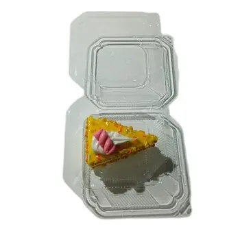 Square BOPS Blister Plastic Packaging Cupcake Box Food Boxes for Cakes Containers Packaging with Fork