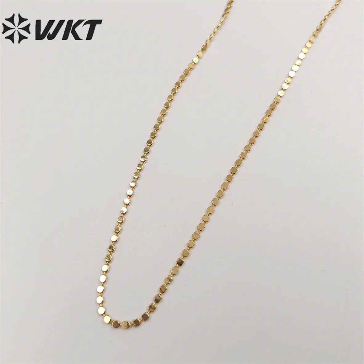 Cadena de latón hecha a mano de WT-BFN058, cadena de joyería de oro auténtico de 18k, cuentas de tarnishale resistentes, collar de cadena de metal